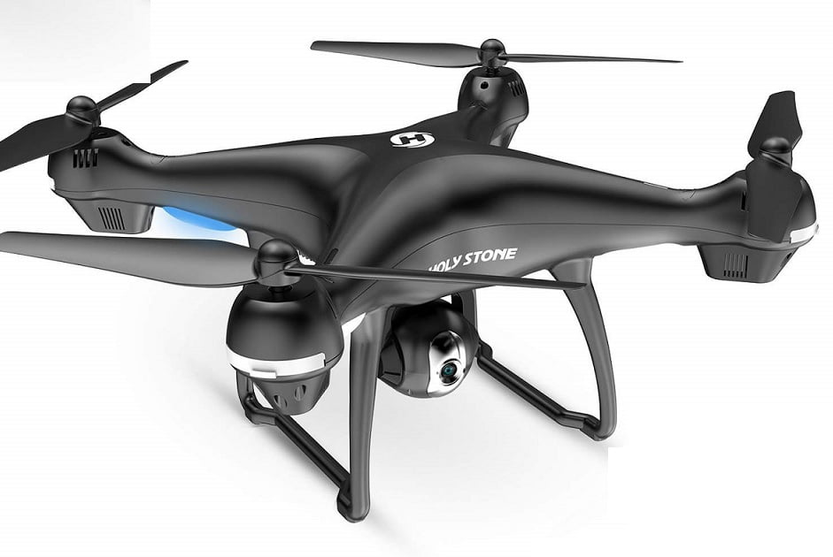 Drone HS100G Negro sobre fondo blanco