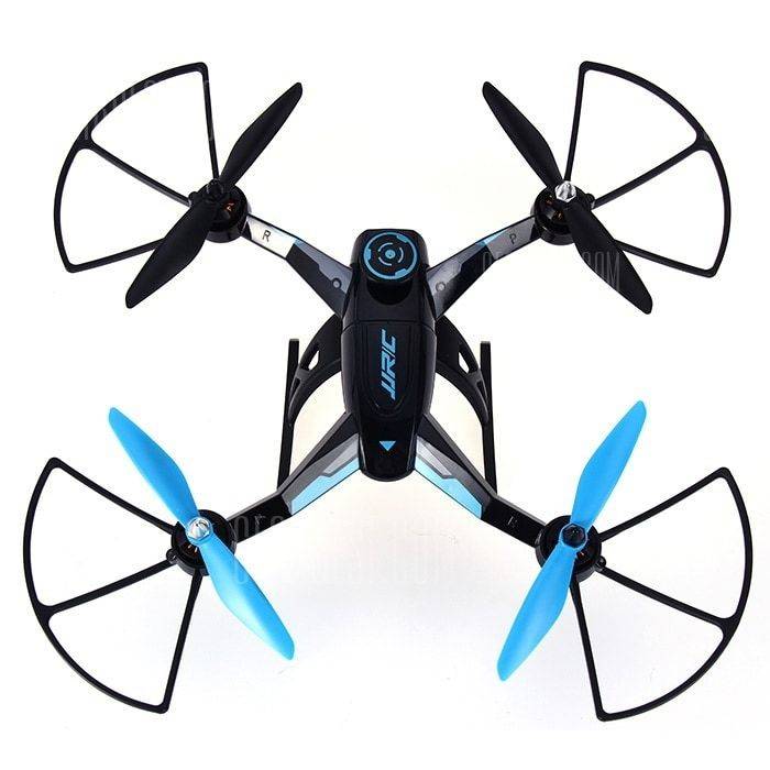 drone negro y azul con fondo blanco