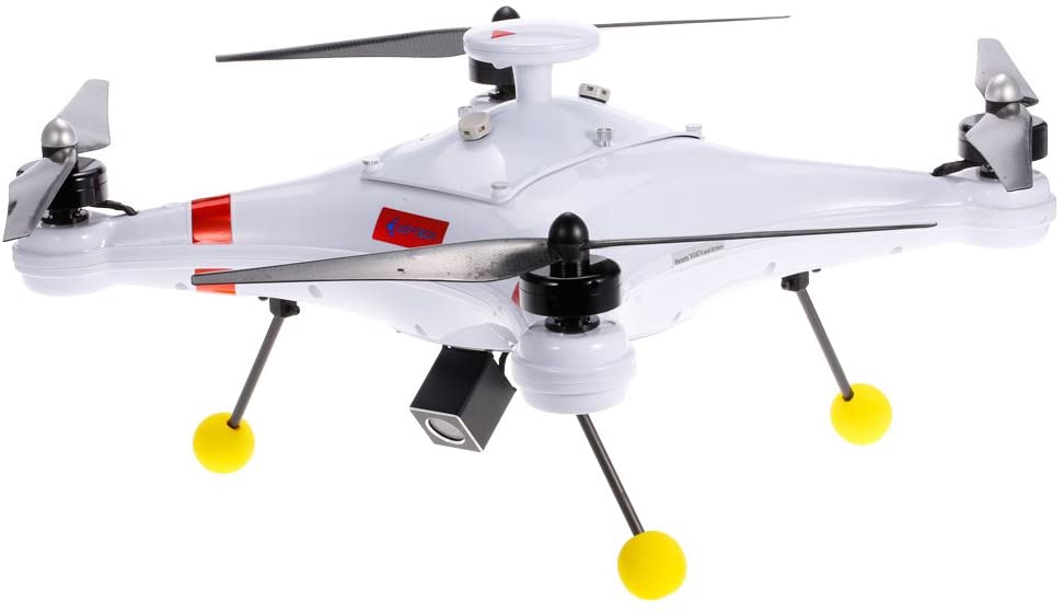 drone blanco con flotadores
