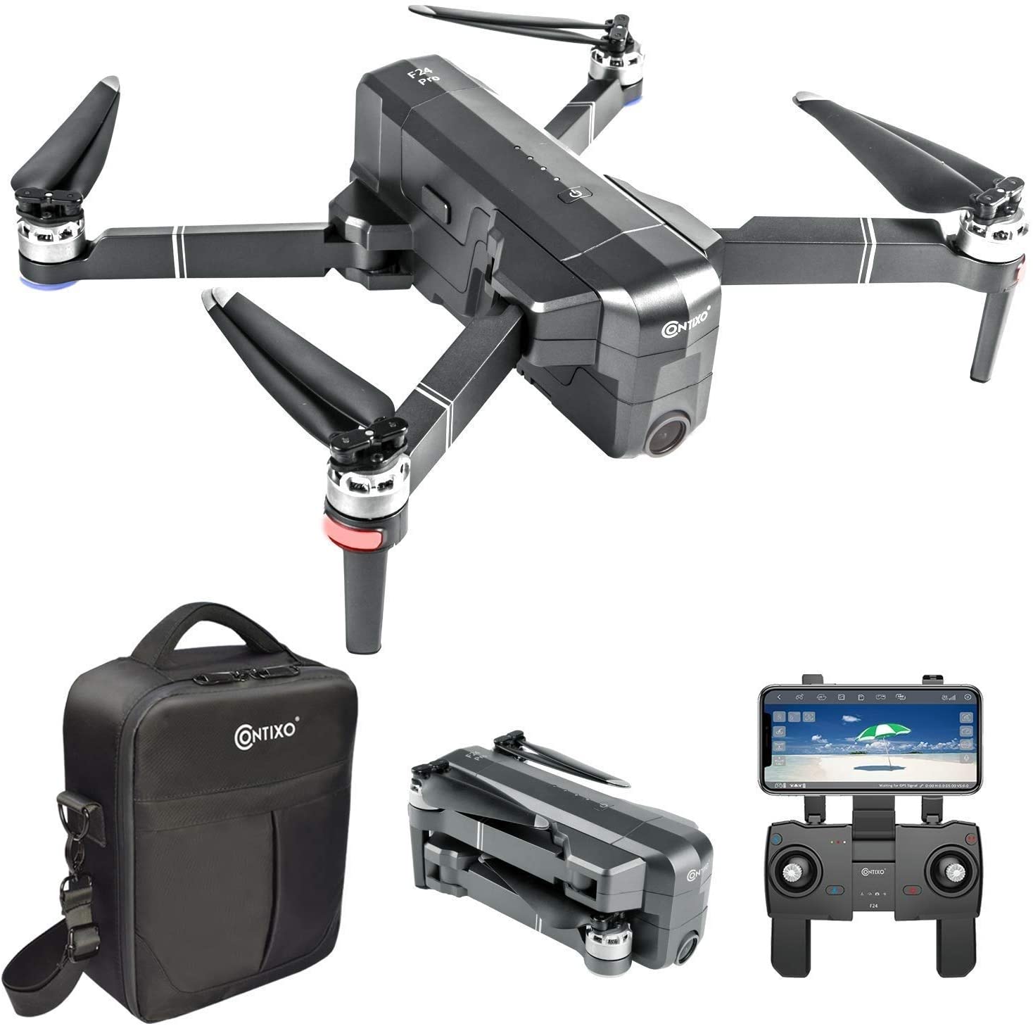 drone, bolso, drone plegado y control