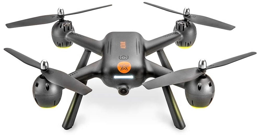 Drone negro sobre fondo blanco