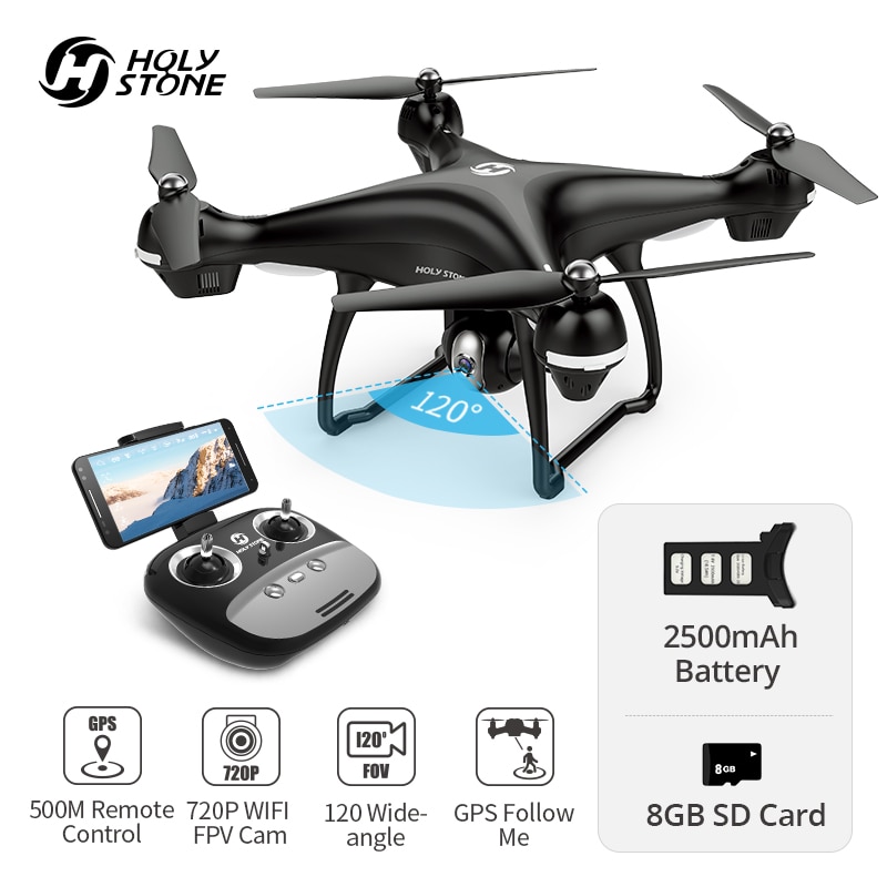 Holy Stone HS100 GPS Drone con 1080P HD 720P Cámara FPV Wifi 120 ° visión de ángulo ancho RC helicóptero cámara de helicóptero quadrotor RC Drones
