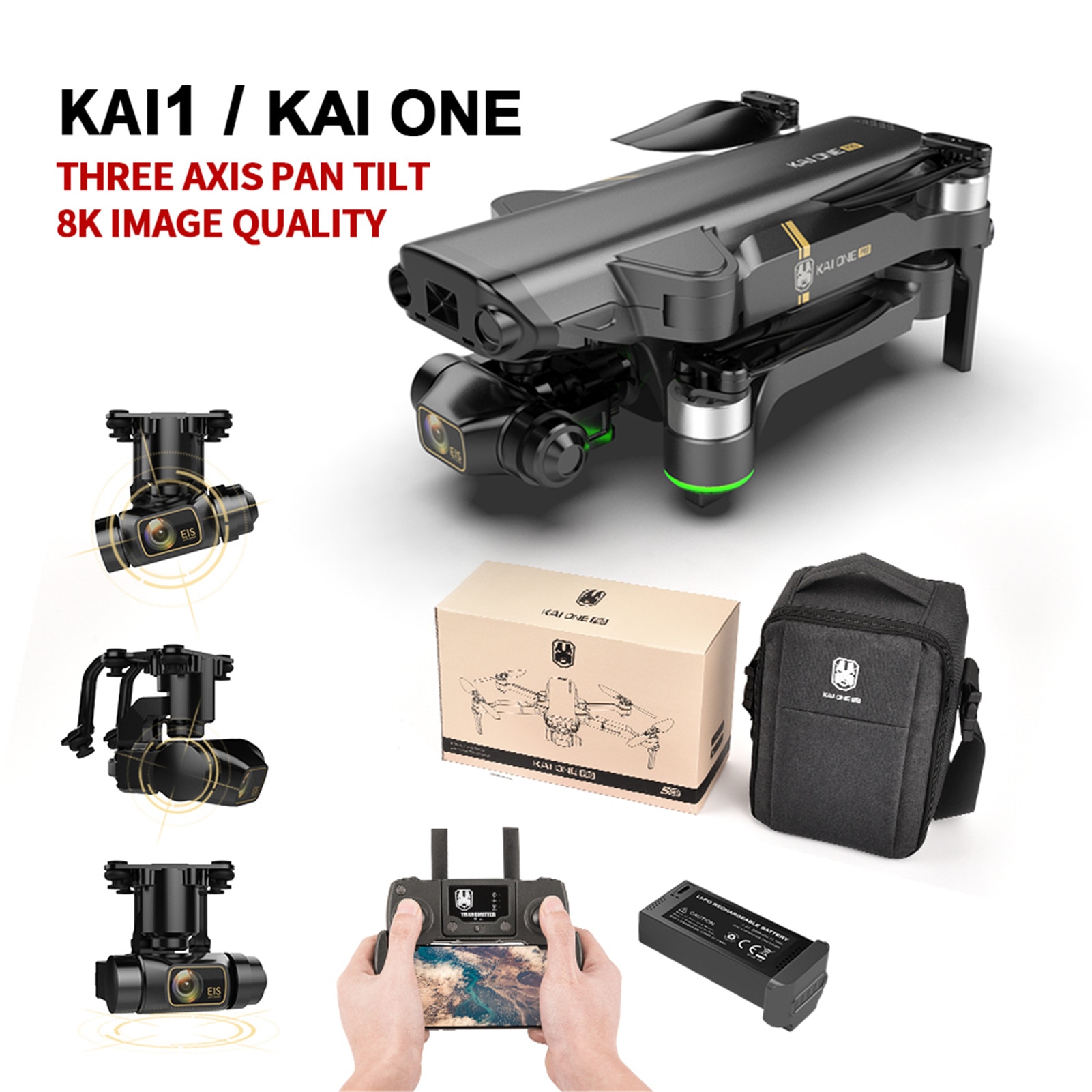 KAI ONE Pro-Dron mecánico de 3 ejes con cámara Dual, 8k, HD, 5G, Wifi, GPS, fotografía aérea profesional, cuadricóptero RC, novedad de 2021