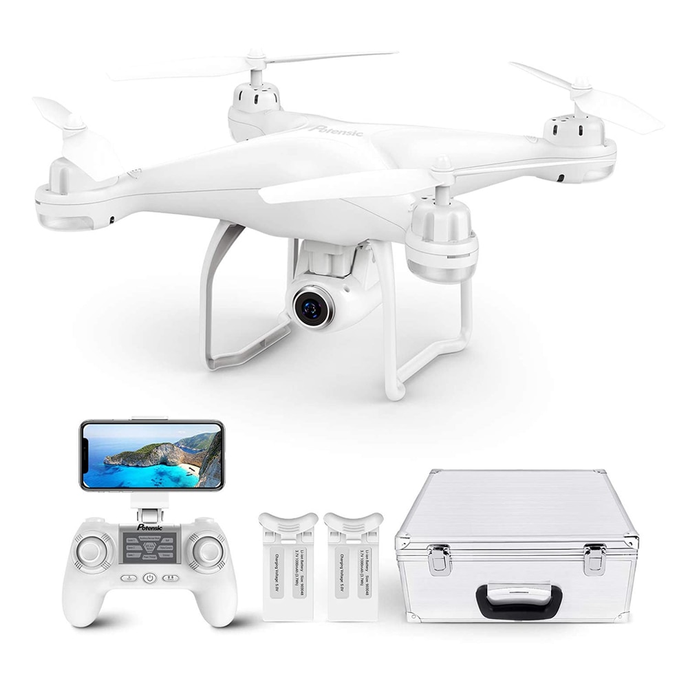 Potencisic-Dron T25 con cámara de 1080P para adultos, cuadricóptero teledirigido con GPS, WiFi, vídeo en vivo, helicóptero Follow Me con Estuche de transporte