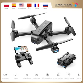 SNAPTAIN-Dron plegable SP510 con GPS y cámara de 2,7 K, vídeo en vivo HD, RC, GPS, retorno automático, para principiantes y adultos