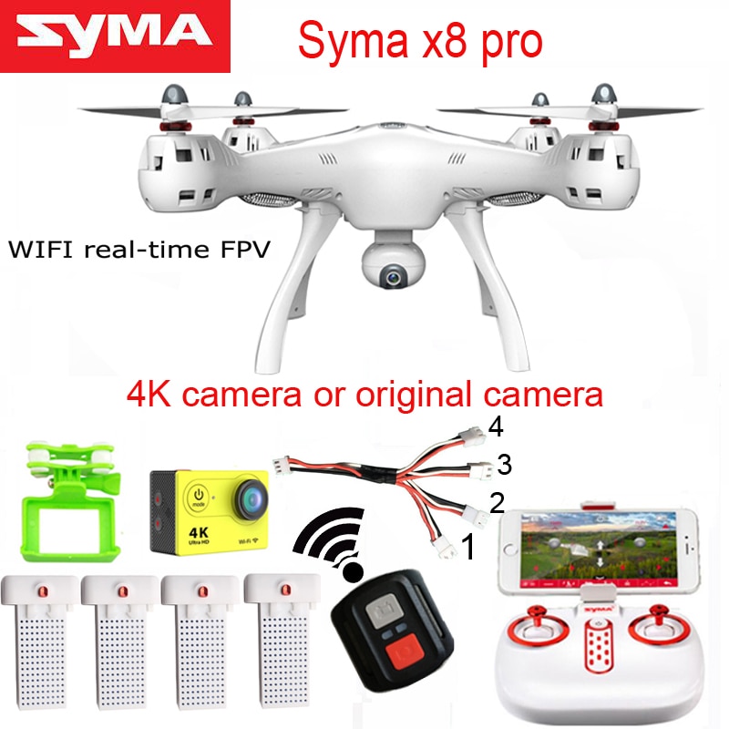 SYMA-DRON X8PRO con GPS, WIFI, FPV, con cámara HD de 720P o en tiempo Real, H9R, 4K, cámara de 6 ejes, mantenimiento de altitud, x8 pro RC, Quadcopter RTF