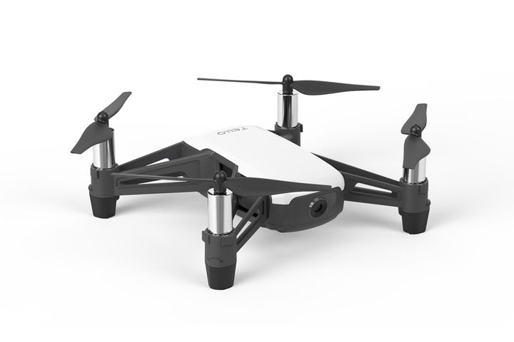 Drone blanco y negro sobre fondo blanco